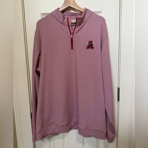 Peter Millar Alabama Crimson Tide 1/4 Zip Pullover Red Stripe Golf Performance